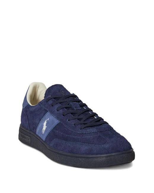 Polo Ralph Lauren Blue Suede Logo-Detail Sneakers for men