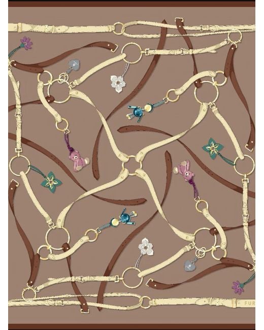 Furla Brown Tortona Belt-Print Scarf