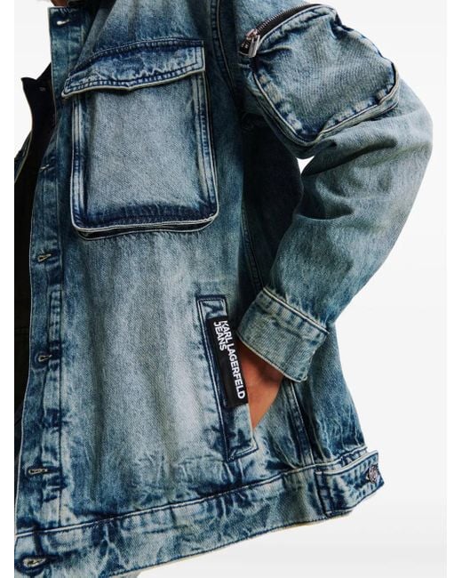 Veste Boutonnée À Col Contrastant Karl Lagerfeld en coloris Blue