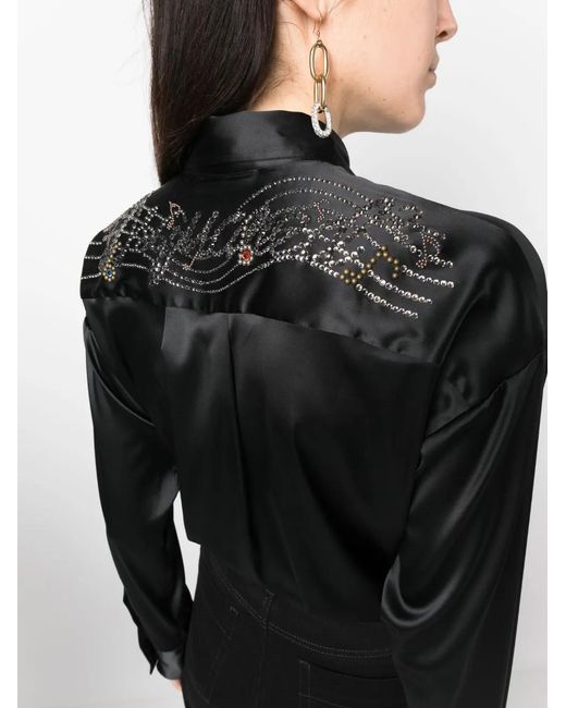 DSquared² Black Embellished Satin Shirt