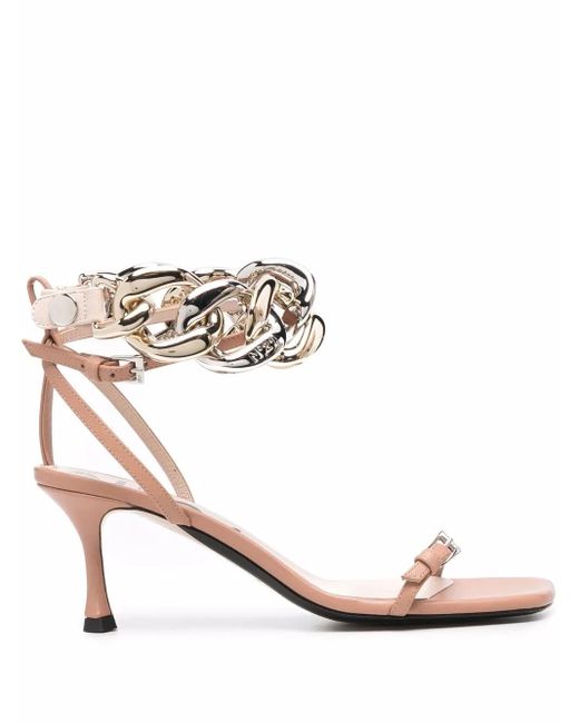 N°21 Pink Chain-Link Leather Sandals