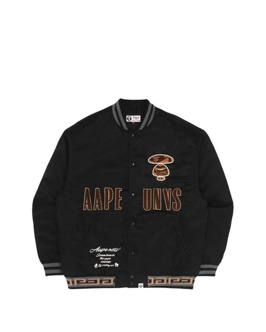 Aape By A Bathing Ape Black Moonface-Patch Long-Sleeve Jacket for men
