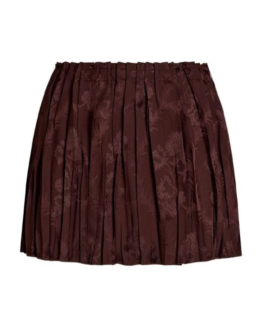 Etro Brown Pleated Floral Skirt