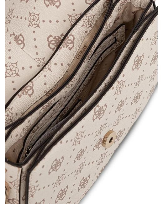 Guess White Logo-Pattern Chain Satchel
