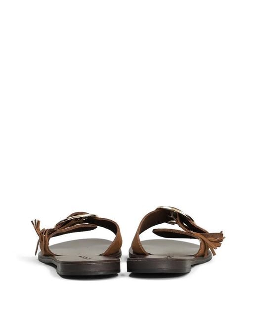 NICOLAS LAINAS Brown Suede Flat Sandals
