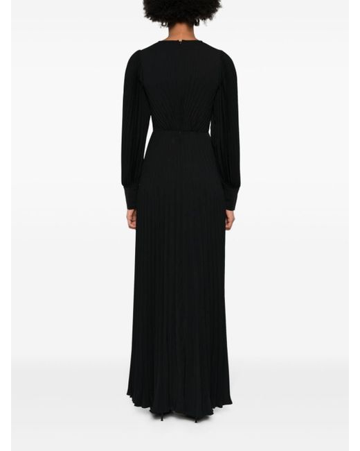 Nissa Black Pleated Maxi Dress