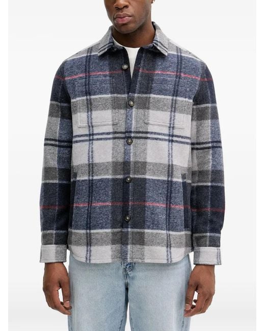 Barbour Blue Plaid Shirt Jacket for men