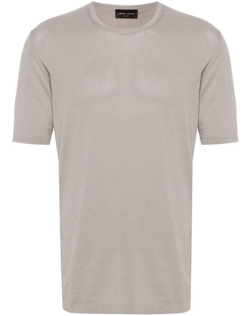 Roberto Collina Gray Crew-neck Knitted T-shirt for men