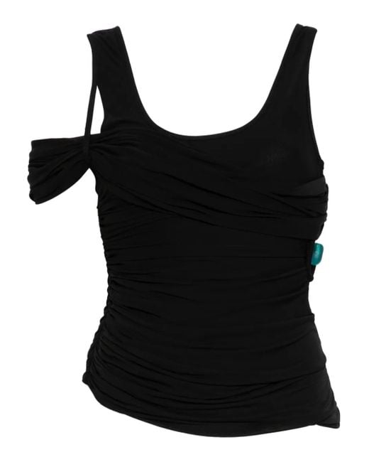 Christopher Esber Black Draped Asymmetric Top
