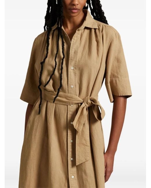 Polo Ralph Lauren Belted Button-Up Shirt Dress in Natural | Lyst Polo Ralph Lauren Belted Button-Up Shirt Dress in Natural | Lyst