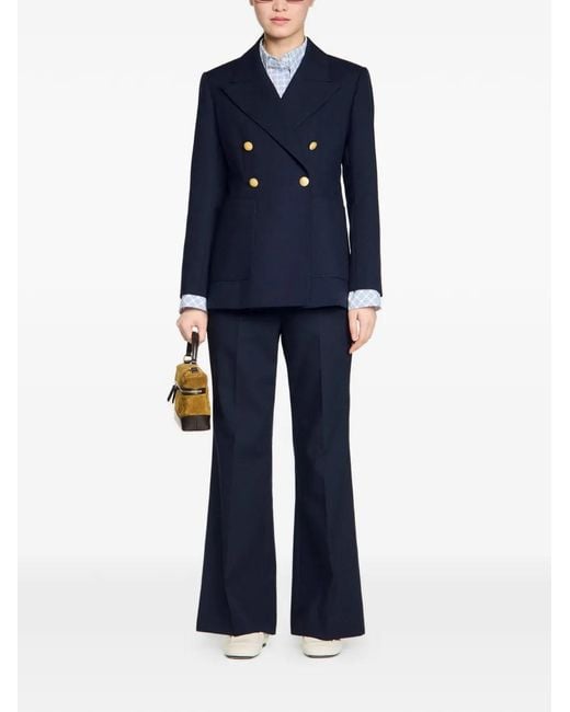 Sandro Blue Double-Breasted Button Blazer