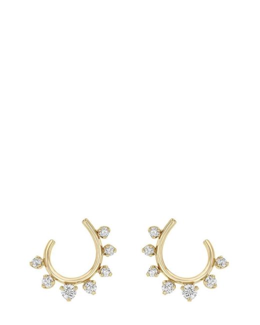 Zoe Chicco White 14kt Yellow Gold Circle Diamond Hoop Earrings
