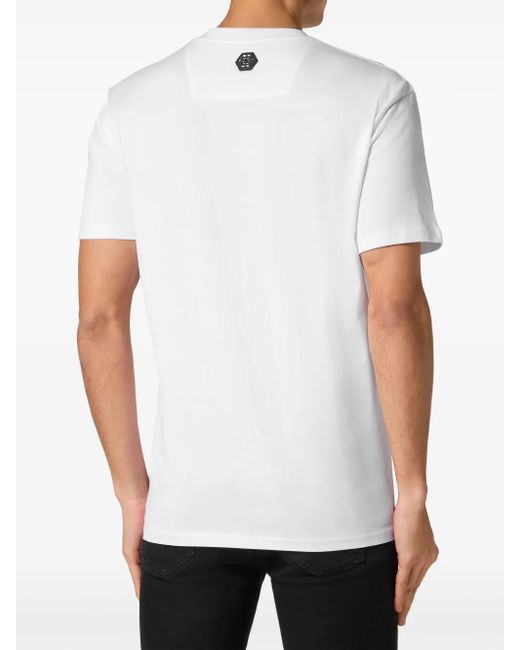 Philipp Plein White T-Shirt Round Neck Ss Skull & Bones for men