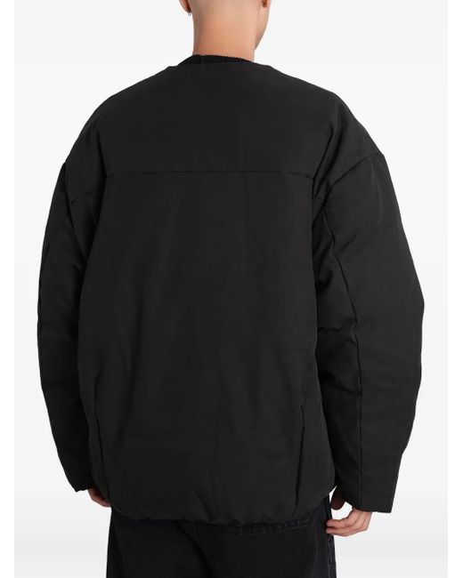Entire studios Black Collarless Padded Jacket for men