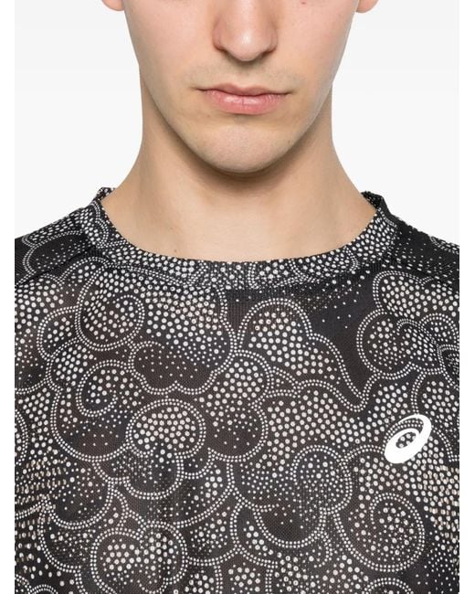 Asics Gray Graphic-Print T-Shirt for men