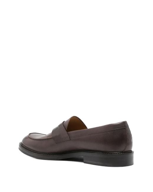 Eleventy Brown Penny Leather Loafers for men
