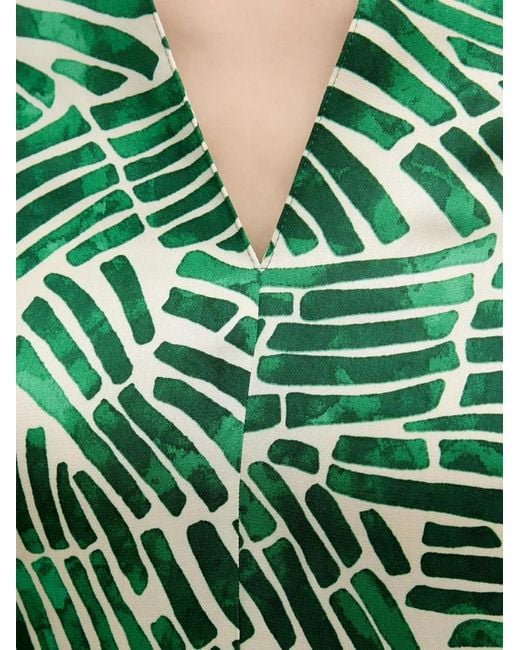 MARC AUREL Green Abstract-Print Long-Sleeve Midi Dress
