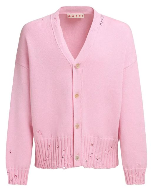 Marni Pink Distressed Cardigan for men