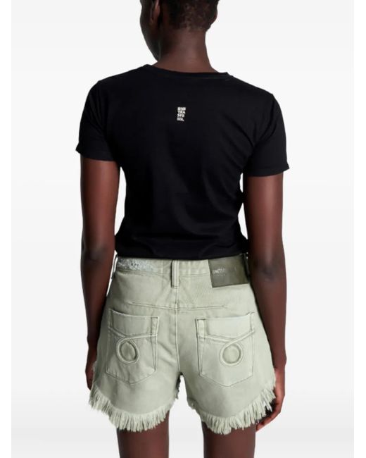 One Teaspoon Green Le Wolves Le Loop Buttoned Frayed Shorts
