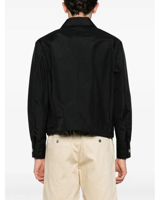 AMI Black Logo-Lettering Shirt Jacket