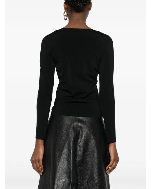 Alexander Wang Black Logo-Plaque V-Neck Sweater