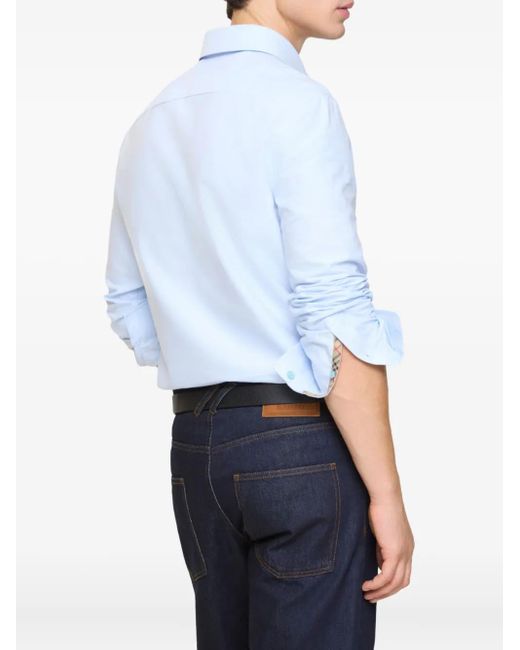 Burberry Blue Equestrian Knight Oxford Shirt for men