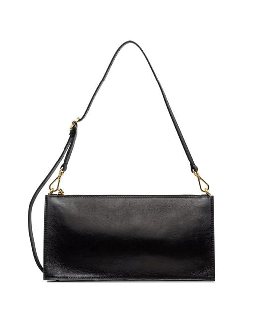 Pollini Black Sac Cabas Zippé À Patch Logo