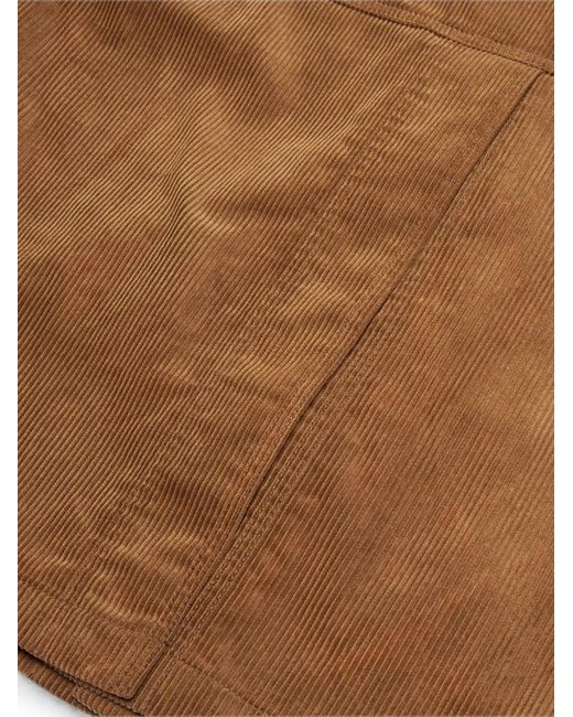 A Bathing Ape Brown Logo-Embroidered Corduroy Coat for men