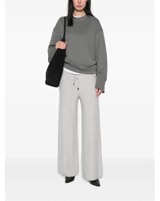 Antonelli White Sequin-Embellished Drawstring Trousers