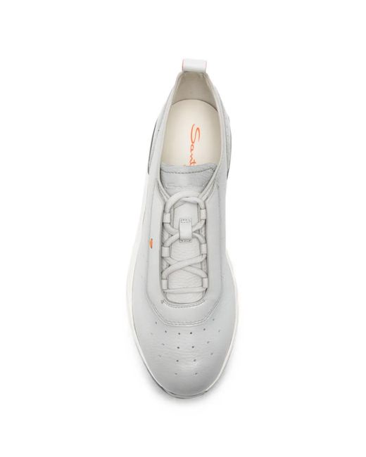 Santoni White Perforated Sneakers for men