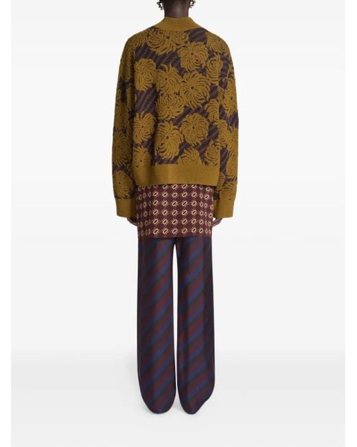 Dries Van Noten Natural Floral-Jacquard Sweater