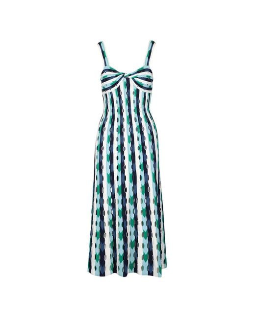Jonathan Simkhai Blue Pointelle-Knit Striped Maxi Dress