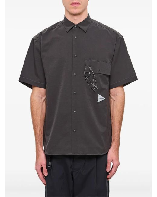 And Wander Black Short-Sleeve Utility Shirt for men