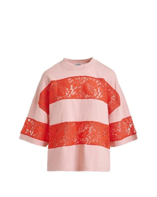 Essentiel Antwerp Red Lace-Detail T-Shirt