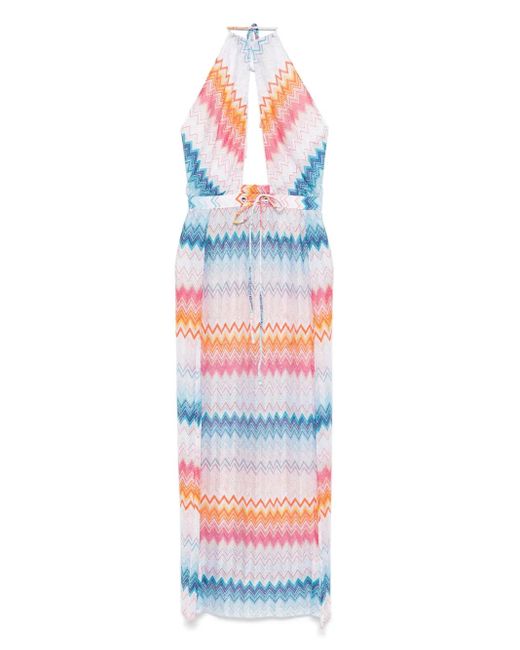 Missoni White Zigzag Lamé Maxi Dress