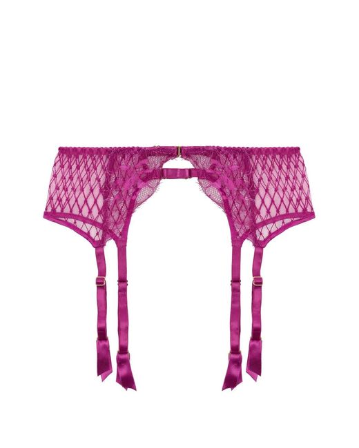 Fleur Of England Purple Paloma Lace Suspender Belt