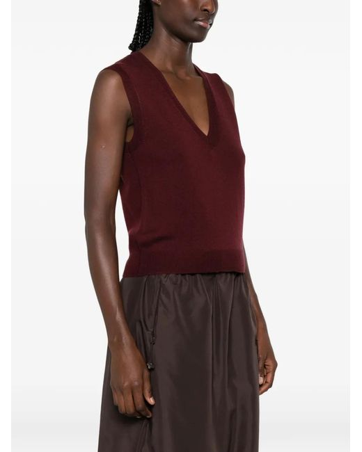 A.P.C. Purple V-Neck Knitted Top