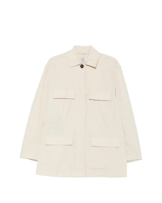 Totême White Flap-Pocket Coat
