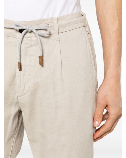 Eleventy Natural Drawstring-waist Linen Blend Trousers for men