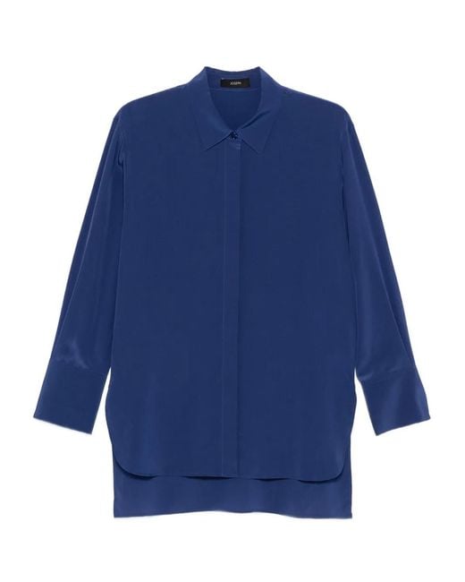 Camisa De Seda Con Botones Joseph de color Blue