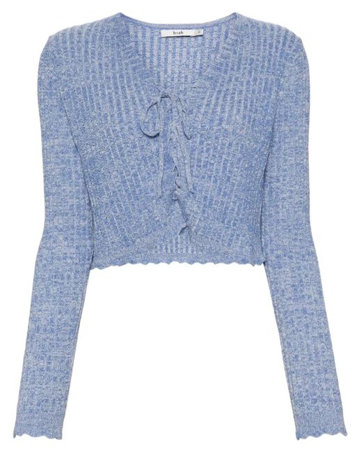 B+ AB Blue Cropped Wool-Blend Cardigan