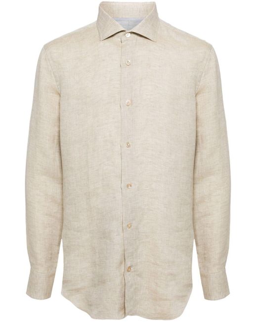 Eleventy White Long-sleeve Linen Shirt for men