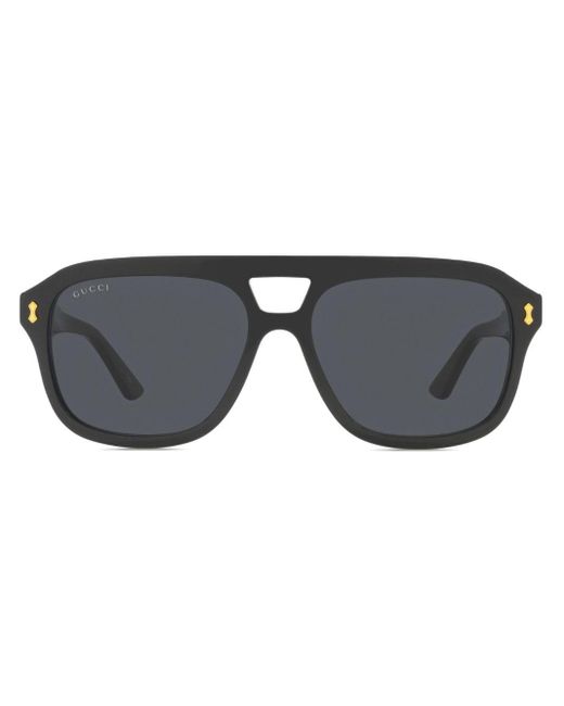 Gucci Gray Logo-engraved Pilot-frame Sunglasses for men