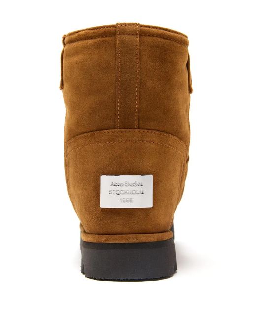 Acne Brown Shearling Leather Slip-On Boots for men
