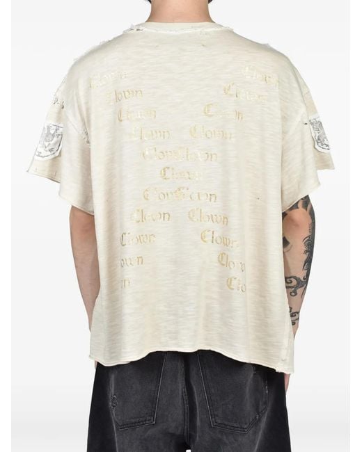 Crazy Clown L.A. Natural Graphic-Print Distressed T-Shirt for men