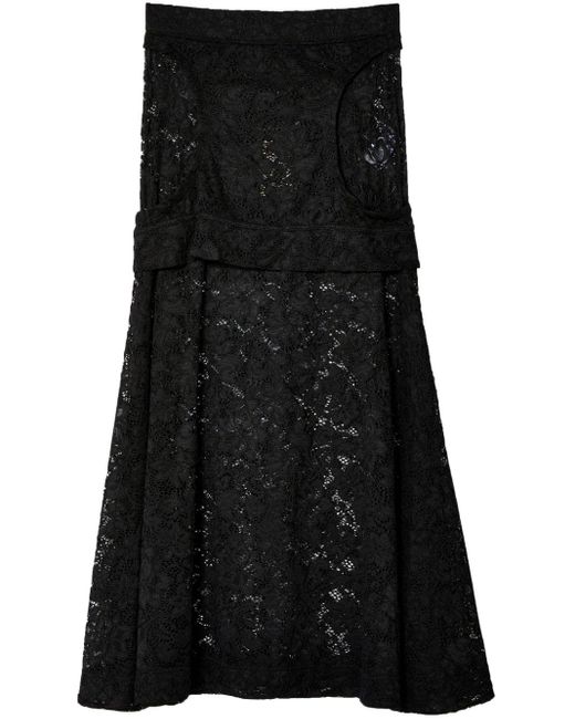 Eckhaus Latta Black Seraph Floral-lace Maxi Skirt