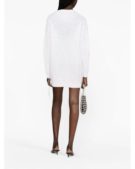 GIUSEPPE DI MORABITO White Decorative-Stitches Knitted Minidress