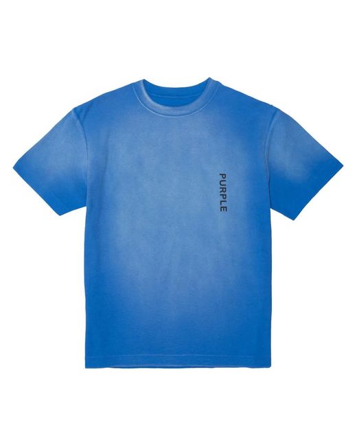 Purple Brand Blue Logo-Print Faded Cotton T-Shirt for men