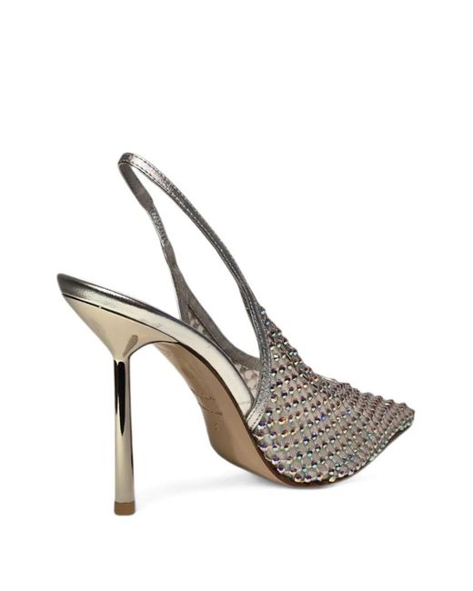 Le Silla White Rhinestone Sling-Back Heeled Sandals