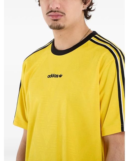 Adidas Yellow Jacquard Three-Stripe T-Shirt for men